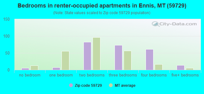 Bedrooms in renter-occupied apartments in Ennis, MT (59729) 