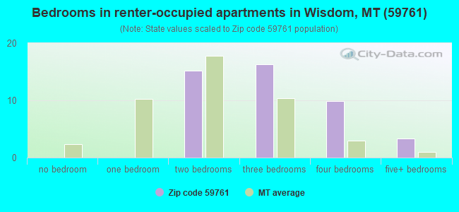 Bedrooms in renter-occupied apartments in Wisdom, MT (59761) 