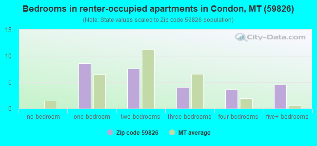 Bedrooms in renter-occupied apartments in Condon, MT (59826) 
