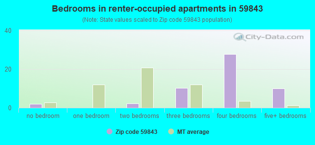 Bedrooms in renter-occupied apartments in 59843 