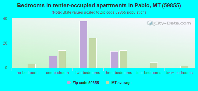 Bedrooms in renter-occupied apartments in Pablo, MT (59855) 