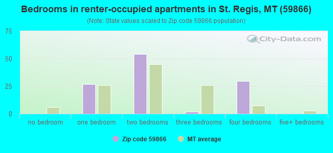 Bedrooms in renter-occupied apartments in St. Regis, MT (59866) 