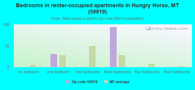 Bedrooms in renter-occupied apartments in Hungry Horse, MT (59919) 