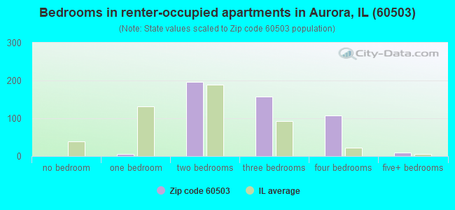 Bedrooms in renter-occupied apartments in Aurora, IL (60503) 