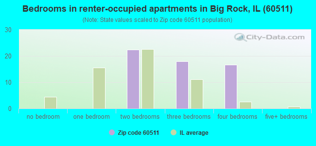 Bedrooms in renter-occupied apartments in Big Rock, IL (60511) 