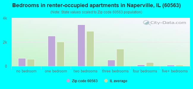 Bedrooms in renter-occupied apartments in Naperville, IL (60563) 