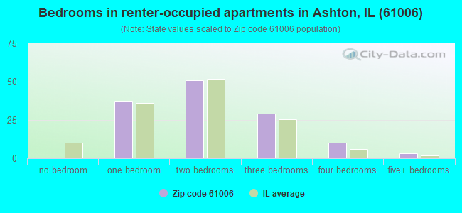 Bedrooms in renter-occupied apartments in Ashton, IL (61006) 