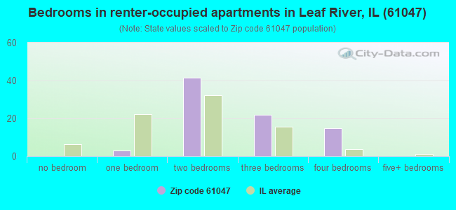 Bedrooms in renter-occupied apartments in Leaf River, IL (61047) 