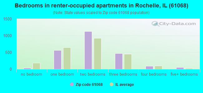 Bedrooms in renter-occupied apartments in Rochelle, IL (61068) 