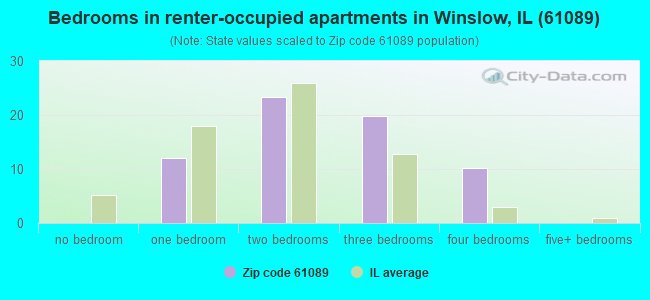 Bedrooms in renter-occupied apartments in Winslow, IL (61089) 