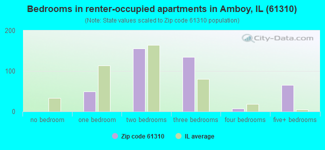 Bedrooms in renter-occupied apartments in Amboy, IL (61310) 