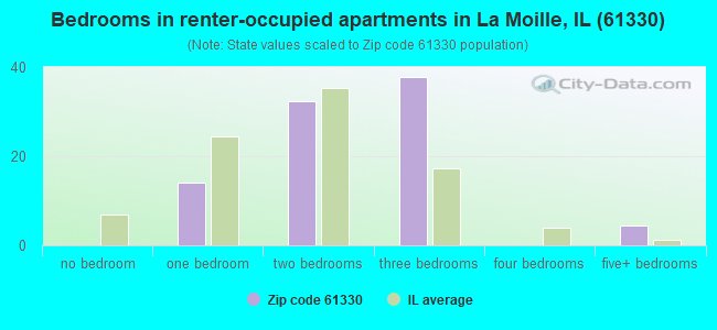 Bedrooms in renter-occupied apartments in La Moille, IL (61330) 