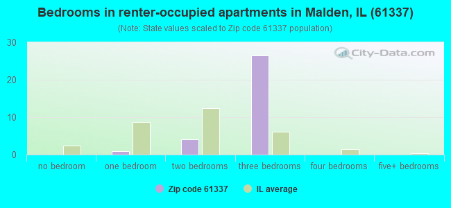 Bedrooms in renter-occupied apartments in Malden, IL (61337) 