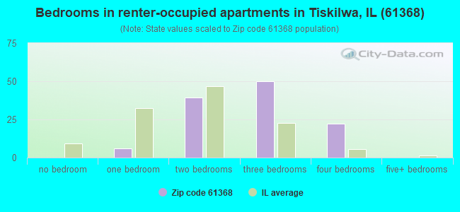 Bedrooms in renter-occupied apartments in Tiskilwa, IL (61368) 