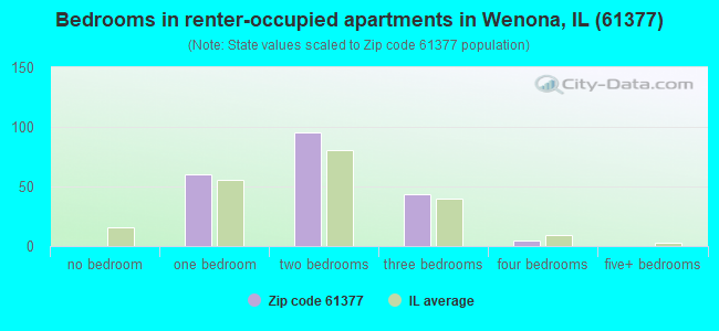 Bedrooms in renter-occupied apartments in Wenona, IL (61377) 