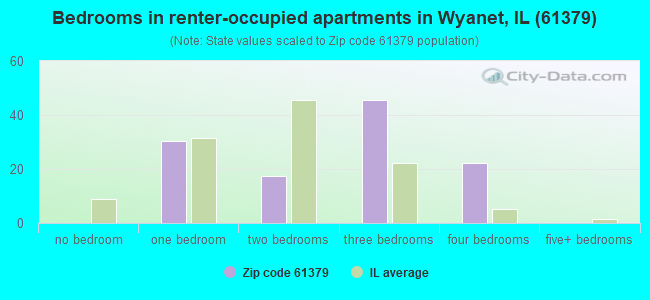 Bedrooms in renter-occupied apartments in Wyanet, IL (61379) 