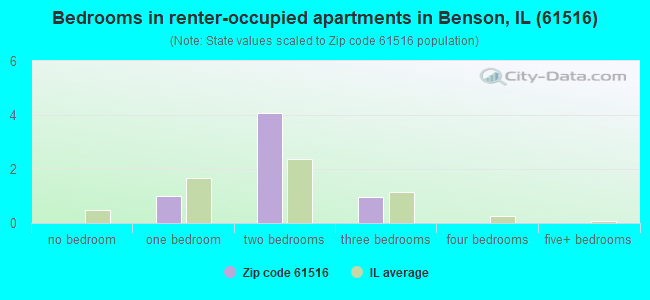 Bedrooms in renter-occupied apartments in Benson, IL (61516) 