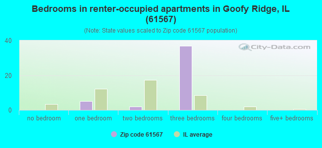 Bedrooms in renter-occupied apartments in Goofy Ridge, IL (61567) 