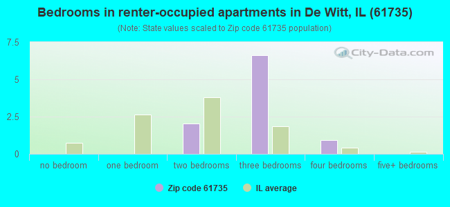 Bedrooms in renter-occupied apartments in De Witt, IL (61735) 
