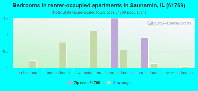 Bedrooms in renter-occupied apartments in Saunemin, IL (61769) 