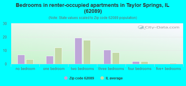 Bedrooms in renter-occupied apartments in Taylor Springs, IL (62089) 
