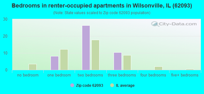 Bedrooms in renter-occupied apartments in Wilsonville, IL (62093) 