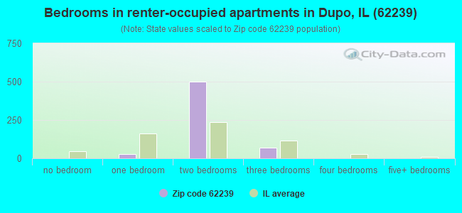Bedrooms in renter-occupied apartments in Dupo, IL (62239) 