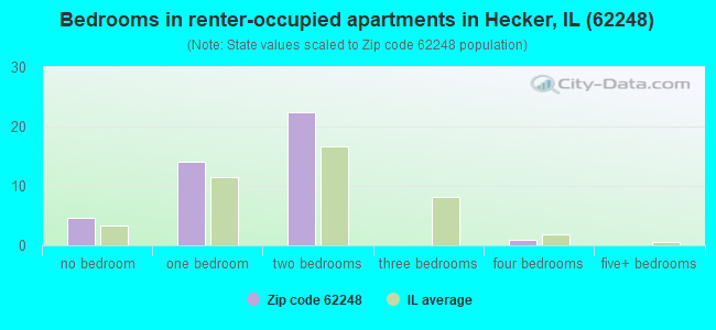 Bedrooms in renter-occupied apartments in Hecker, IL (62248) 