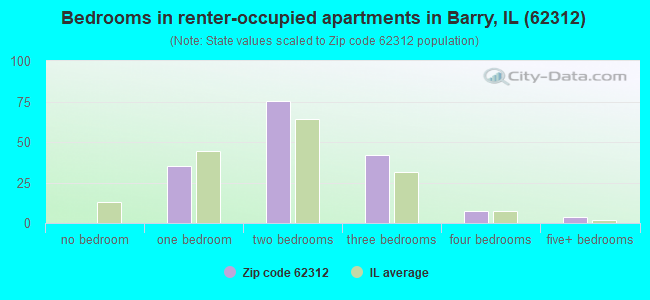 Bedrooms in renter-occupied apartments in Barry, IL (62312) 