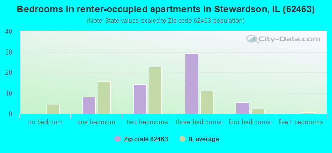 Bedrooms in renter-occupied apartments in Stewardson, IL (62463) 
