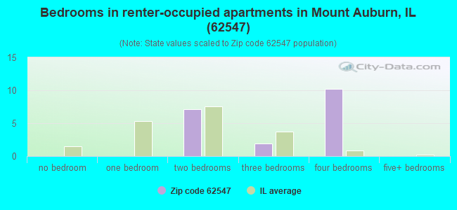 Bedrooms in renter-occupied apartments in Mount Auburn, IL (62547) 