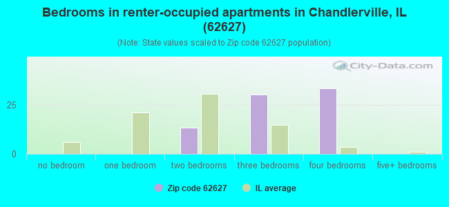 Bedrooms in renter-occupied apartments in Chandlerville, IL (62627) 