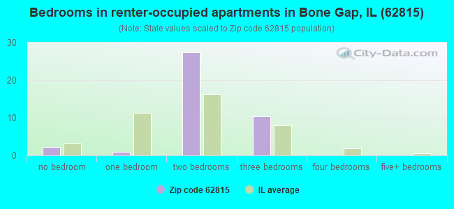 Bedrooms in renter-occupied apartments in Bone Gap, IL (62815) 