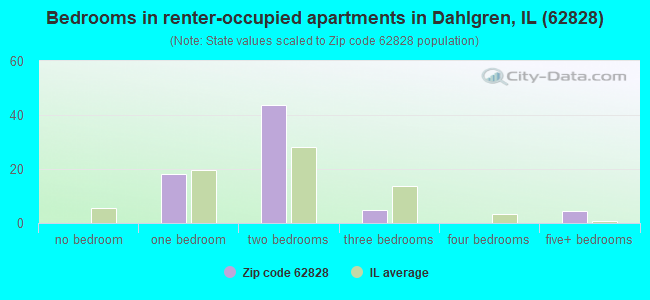Bedrooms in renter-occupied apartments in Dahlgren, IL (62828) 