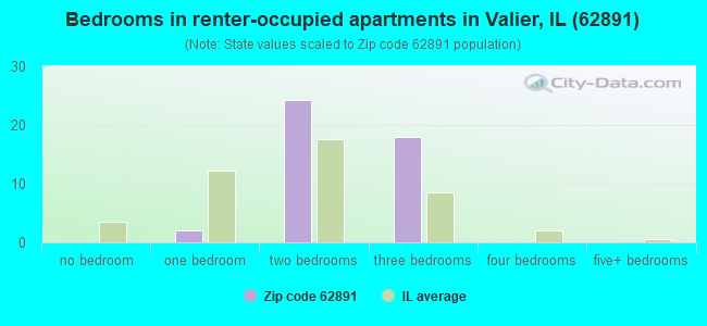 Bedrooms in renter-occupied apartments in Valier, IL (62891) 