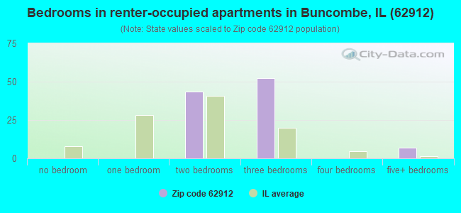 Bedrooms in renter-occupied apartments in Buncombe, IL (62912) 