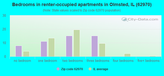 Bedrooms in renter-occupied apartments in Olmsted, IL (62970) 