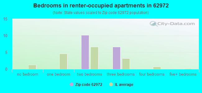 Bedrooms in renter-occupied apartments in 62972 