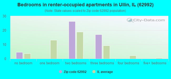 Bedrooms in renter-occupied apartments in Ullin, IL (62992) 