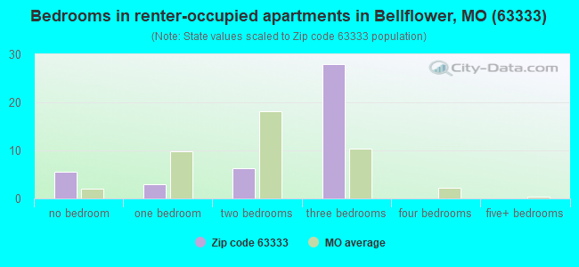 Bedrooms in renter-occupied apartments in Bellflower, MO (63333) 