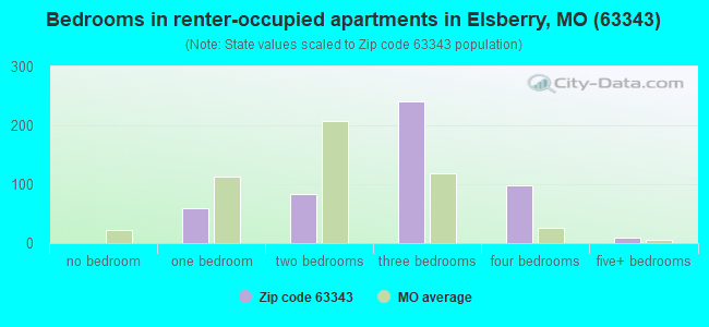 Bedrooms in renter-occupied apartments in Elsberry, MO (63343) 