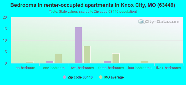 Bedrooms in renter-occupied apartments in Knox City, MO (63446) 
