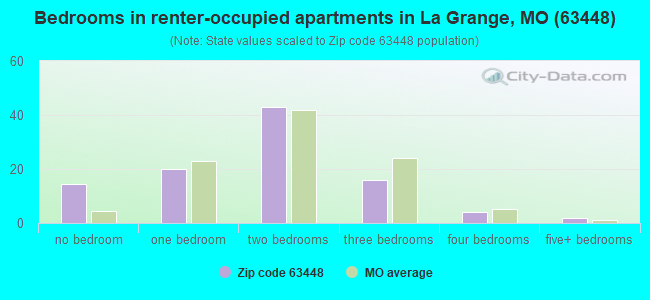 Bedrooms in renter-occupied apartments in La Grange, MO (63448) 