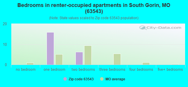 Bedrooms in renter-occupied apartments in South Gorin, MO (63543) 