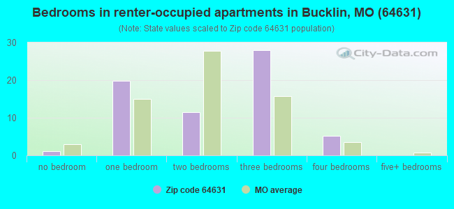 Bedrooms in renter-occupied apartments in Bucklin, MO (64631) 