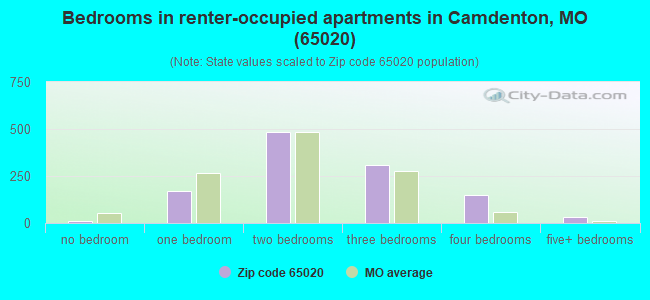 Bedrooms in renter-occupied apartments in Camdenton, MO (65020) 