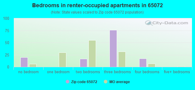 Bedrooms in renter-occupied apartments in 65072 