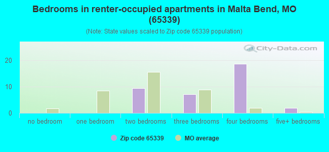 Bedrooms in renter-occupied apartments in Malta Bend, MO (65339) 