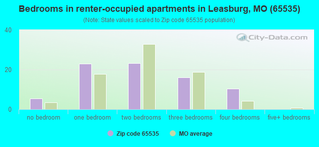 Bedrooms in renter-occupied apartments in Leasburg, MO (65535) 