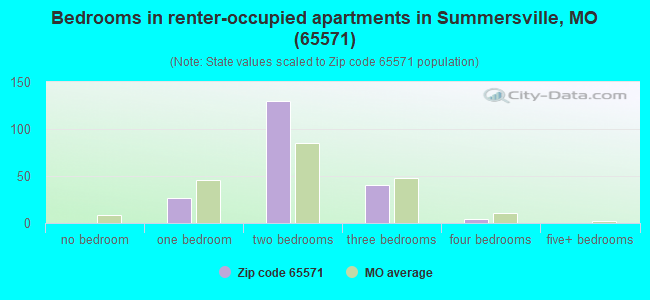 Bedrooms in renter-occupied apartments in Summersville, MO (65571) 